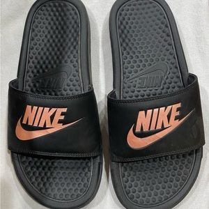 NIKE Benassi Rose Gold Womens Slide Sandals!